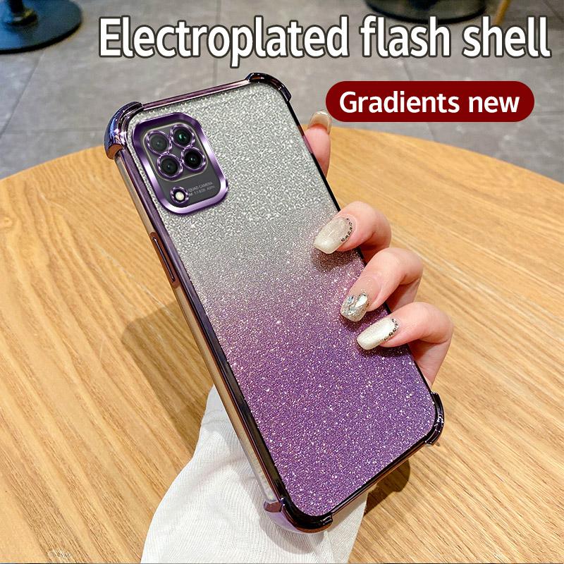 Luxury Plating Clear Shockproof Glitter Phone Case For Samsung Galaxy M32 M22 M12 M02 M02S M04 M05 A51 4G A52S A05S Soft Cover