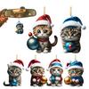 6/7pcs 2D Funny Cat Hanging Christmas Tree Ornament Animal Pendant Rearview Mirror Ornaments Car Gifts Animals Hanging Decor