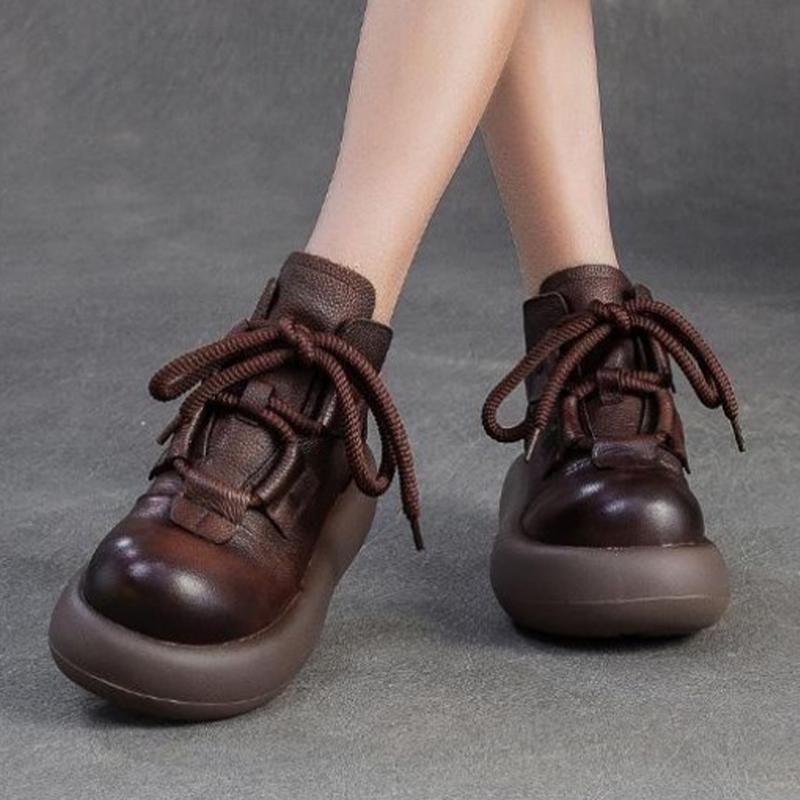 Fashion Flats Platform Women Ankle Boots Lace Up Fashion Shoes Designer Dress Sport Women Short Boots 2025 New Winter Botas De Mujer