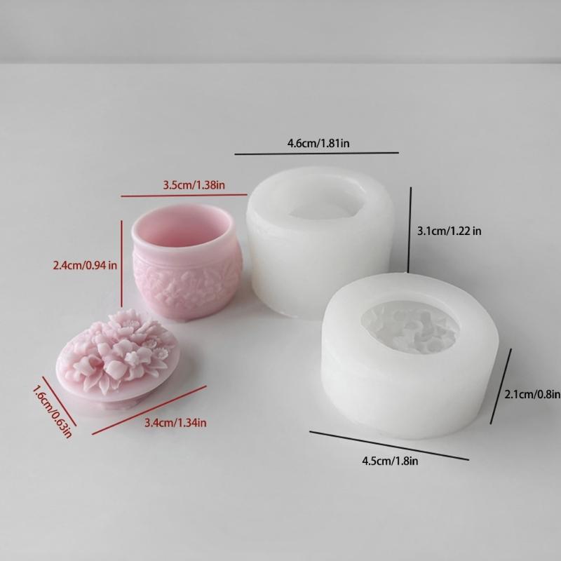Flower Storage Jar Mould Jewelry Organizer Silicone Mold Concrete Plaster Storage Box Molds for Organizing Enthusiasts