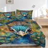 3pcs Peacock Feather Duvet Cover Set -Includes 1 Duvet Cover and 2 Pillowcases, No Quilt Core, All-Season Home Decor  Yy251111137