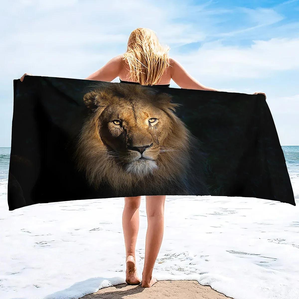 

Soft Multipurpose Towel African Animal Lion, Bathroom Beach Towel Sand Proof Swimming Bath Pool Towel for Home Swim Spa Gym W30*H60(CM)