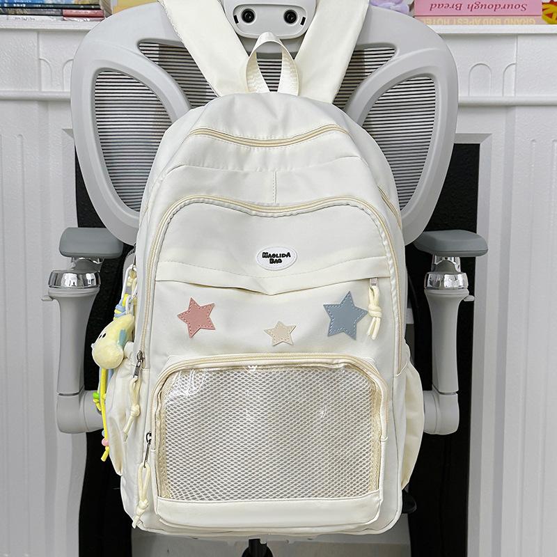 Korean version ins bar pain bag contrasting color schoolbag middle school student backpack large capacity college style transparent schoolbag