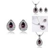 Fashion Women Purple Color Classic Genuine Pear Cut Pendant Necklace And Earring Set