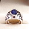 Blue Sapphire Oval Cut Gemstone With 925 Sterling Silver Ring For Men's #B606 JL375686496600