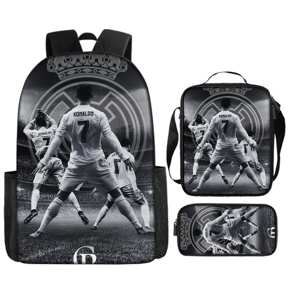 Zaino Stampato Stella del Calcio Zaino Scolastico per Bambini in Tre Pezzi Zaino Cartone Animato per Studente di Scuola Elementare