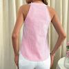Women's Fashion V-neck Button Sleeveless Striped Top