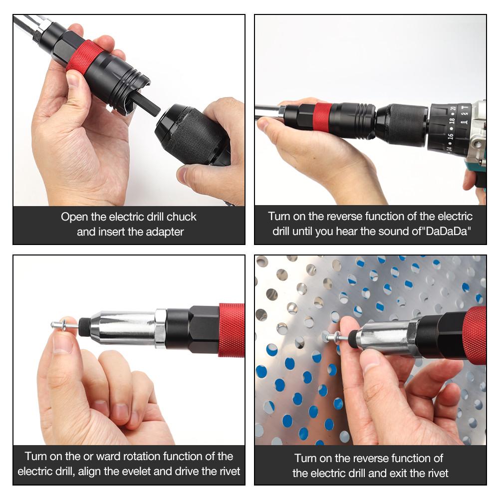 Portable Electric Rivet Nut Adapter Insert Nut Riveting Tool Household Cordless Rivet Nut Gun Converter