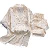 Women's Ice Silk 4-Piece Set: Short-Sleeved Camisole & Long Pants for Spring/Summer, Cozy Outerwear for Autumn/Winter.