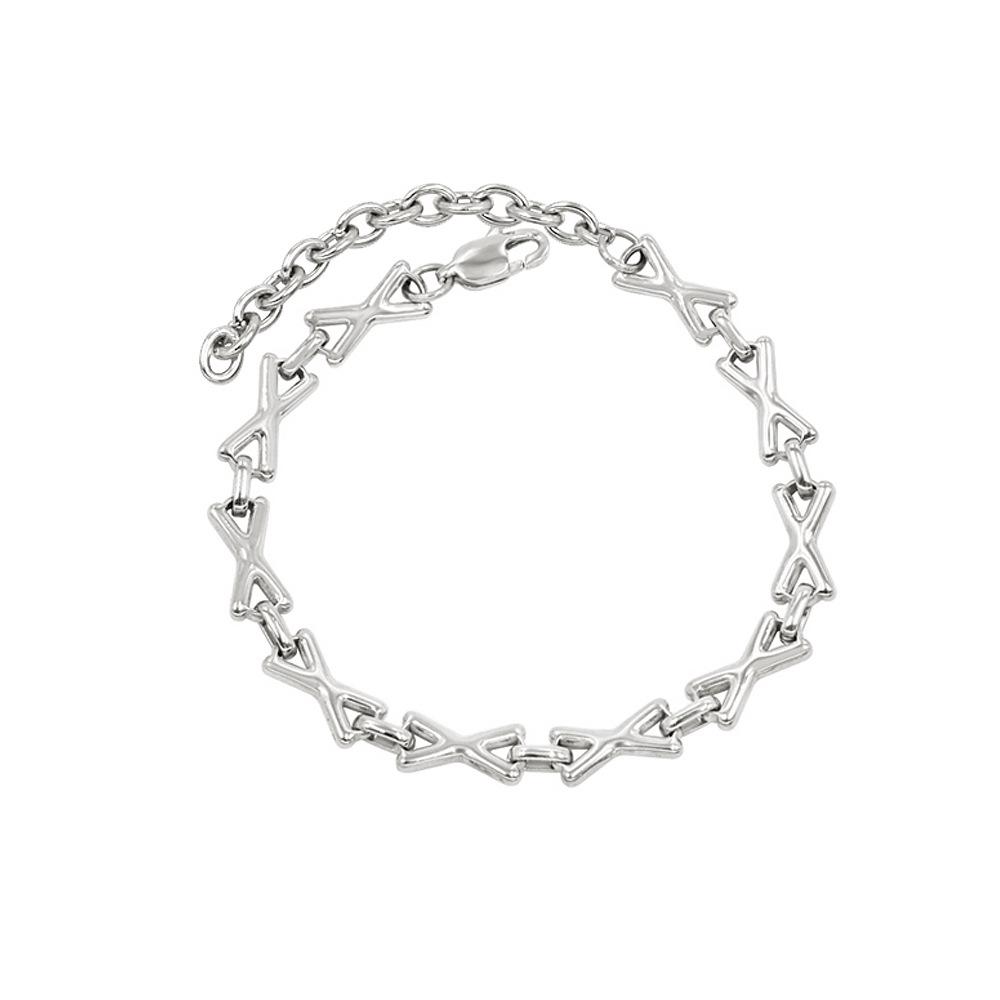 Geometric X-Shaped Hip-Hop Style Necklace & Bracelet Set - Trendy Unisex Jewelry
