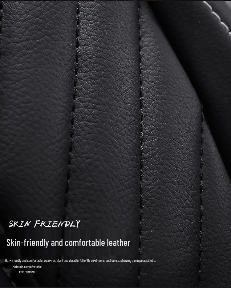 Cuscino Universale in Pelle per Sedile Auto per Quattro Stagioni, Adatto per Piccole Auto, SUV, Veicoli Fuoristrada e Coupé, Compatibile con Cinque Posti