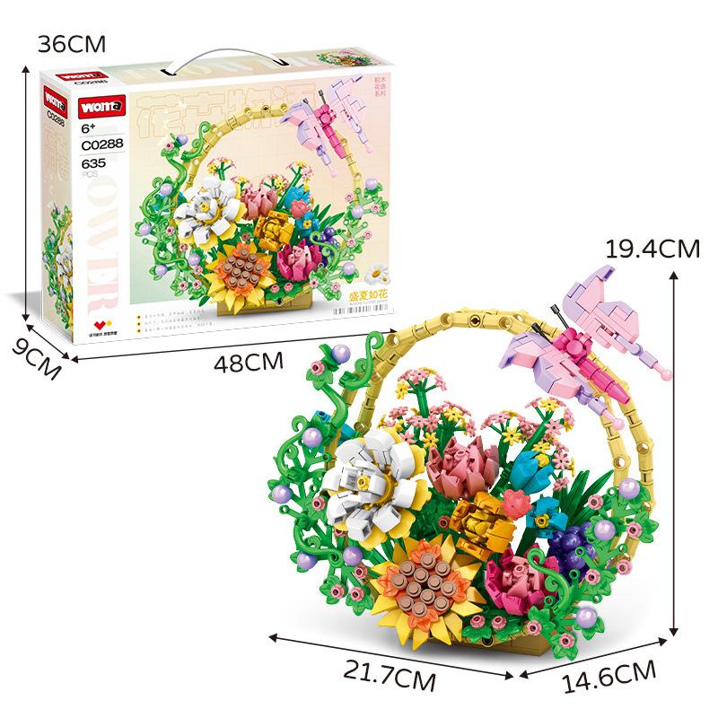 Small Particle Building Block Flower Mosaic Flower Series Creative Assembly Home Daily Necessities Photo Frame Ornament Toy
