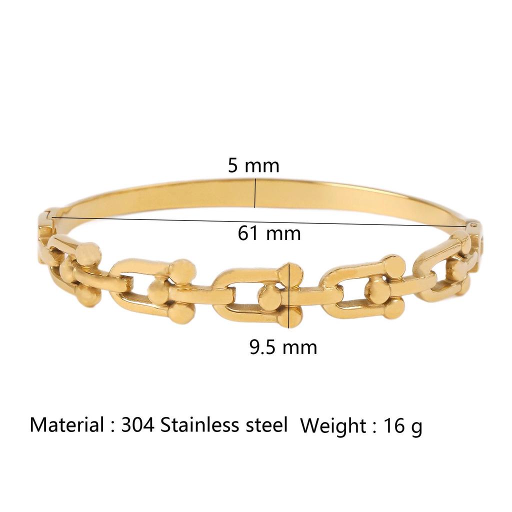 Luxury Stainless Steel Horseshoe Buckle Bracelet: Lightweight, Non-fading, Retro, High-end Feel