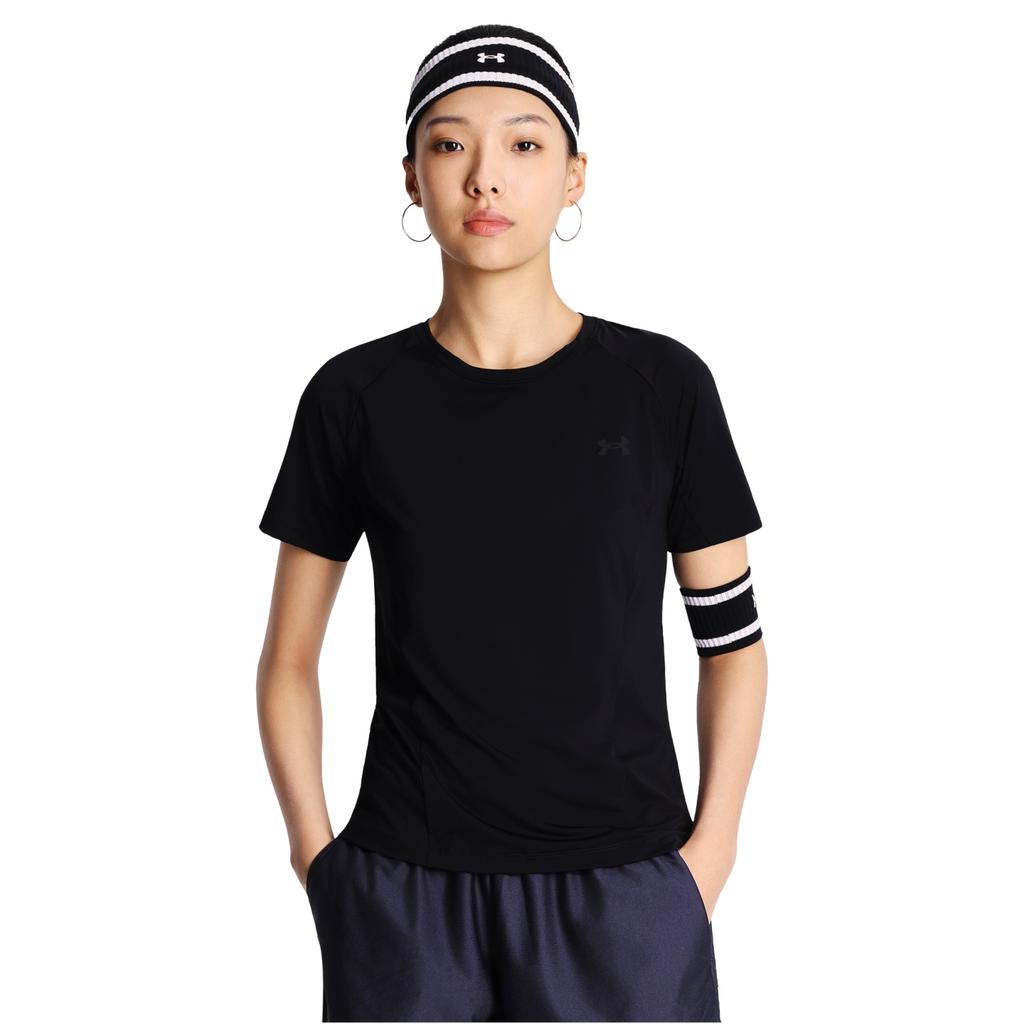 Under Armour Outdoor Knitted Training Sports Casual Simple Solid Color Breathable Commuting Versatile Short Sleeve T-Shirt Women tops 6014377-001