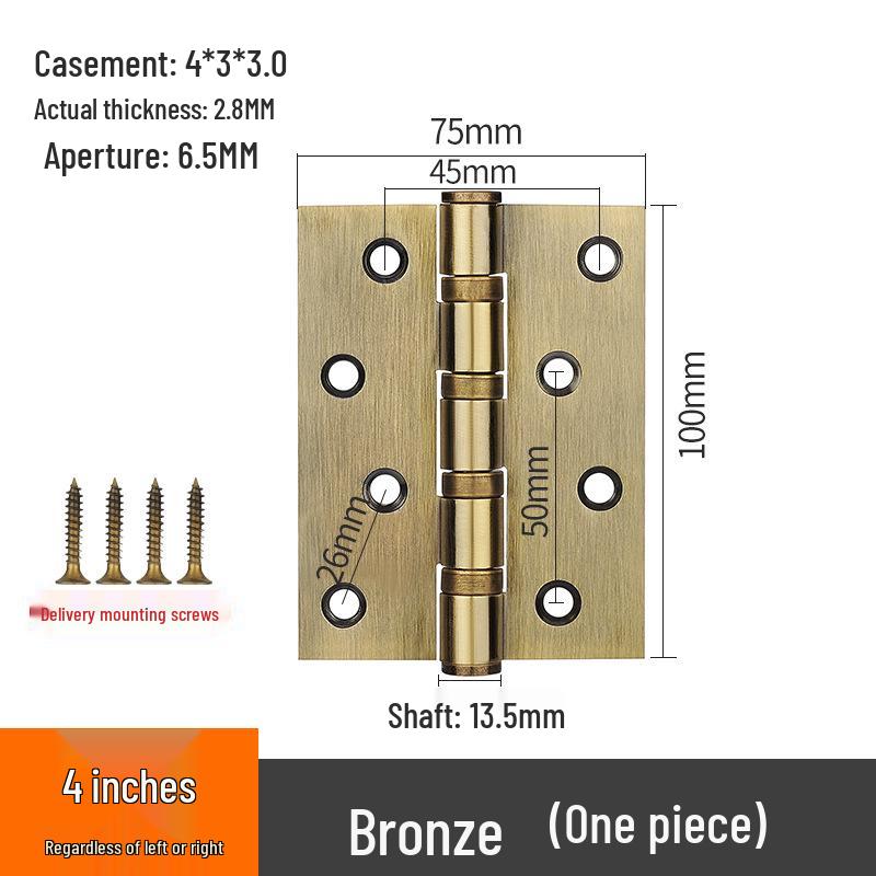 304 Stainless Steel American-Style Widened Hinge for Wood, Metal, and Fire Doors
