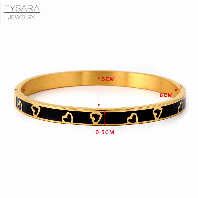 Fashion Enamel Bangles Stainless Steel Love Bracelets for Women Heart Chain Jewelry Friendship Lucky Gift Bijoux