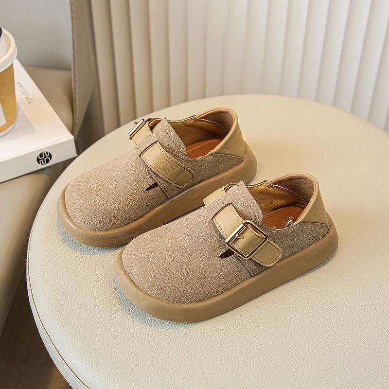 New Spring and Autumn Girls' Frosted Leather Shoes Boys' Soft-soled Toe Shoes