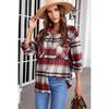Women Vintage Plaid Long Sleeve Shirt Loose Color Collision Lapel Tops Jacket