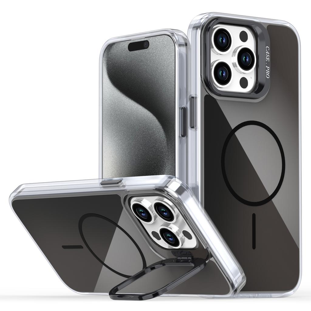 For iPhone 15 Pro Max Case Compatible with MagSafe TPU + Acrylic Gradient Phone Cover with Kickstand