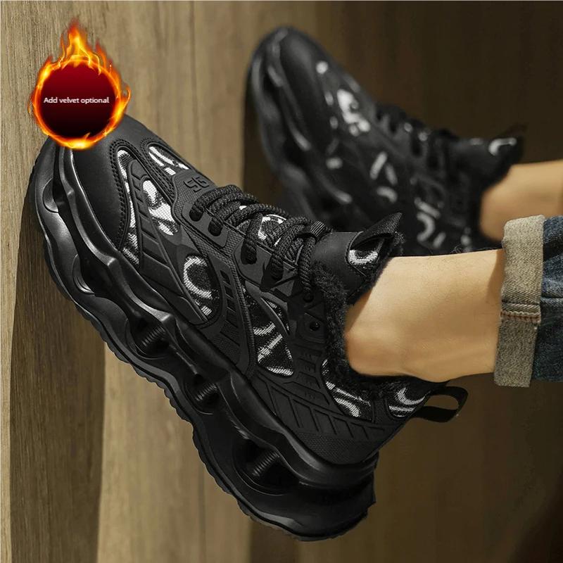 Men's casual cotton winter sneakers light fleece-lined shoes versatile soft-sole thicken comfortable fashion sports tide shoes