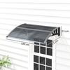 Front Door Canopy Outdoor Awning Aluminium Rigid Plastic Polycarbonate Rain Shelter UV Water Rain Resistant 100 X 75cm Black