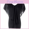 Elegant Womens V Neck Tunic Chiffon Top T-shirt With Short Sleeves And Loose Fit