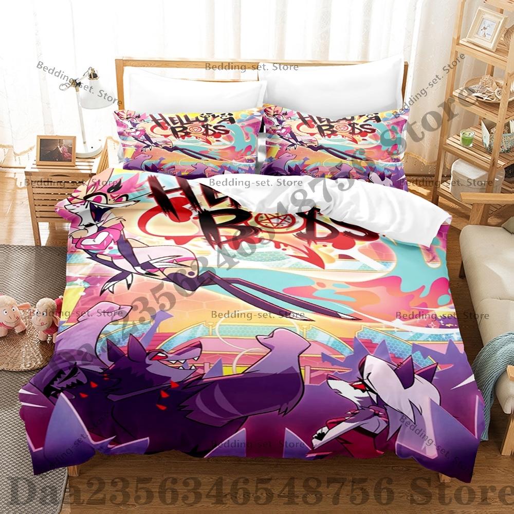 Helluva Boss Bedding Set Single Twin Full Queen King Size Bed Set Adult Bedroom Duvetcover Sets Anime Bed Sheet Set