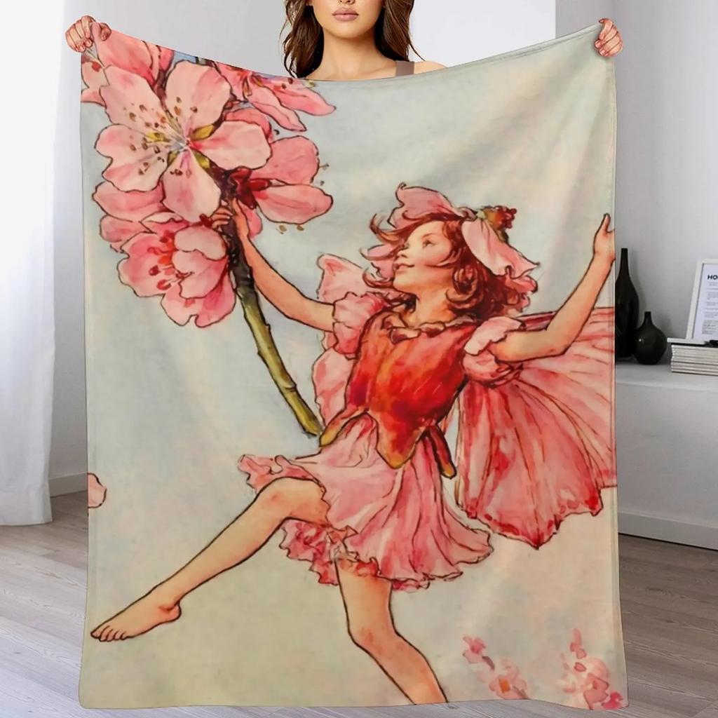 Cicely Mary Barker The Almond Blossom Fairy Throw Blanket Warm Accent Blanket for Living Room Decoration