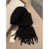 Solid color Fringed Scarf for Women High Density Thickened Warm Plush Scarf for Autumn and Winter