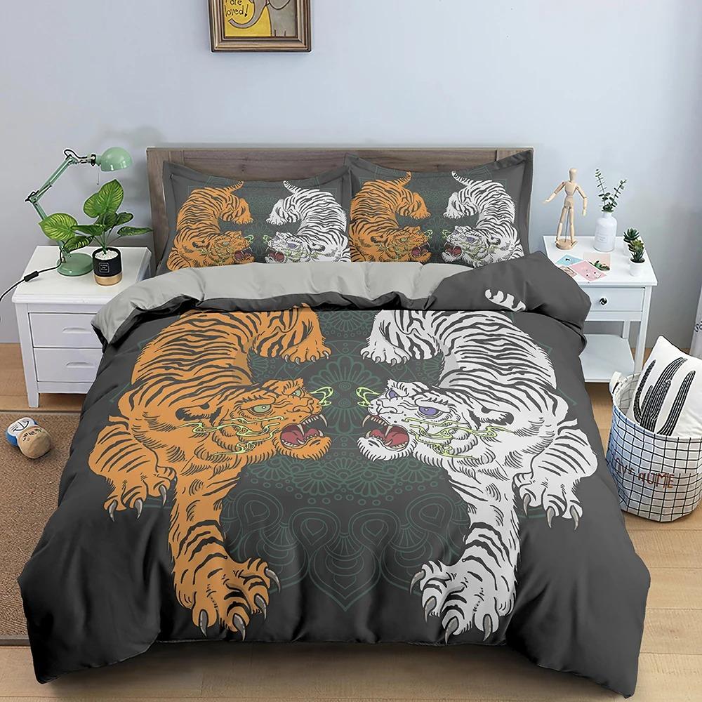 

Cartoon Tiger Animal Comfortable Duvet Quilt Cover Pillowcase Bedding Set Children Bedroom Decoration Home Textile 70x133cm 2pcs