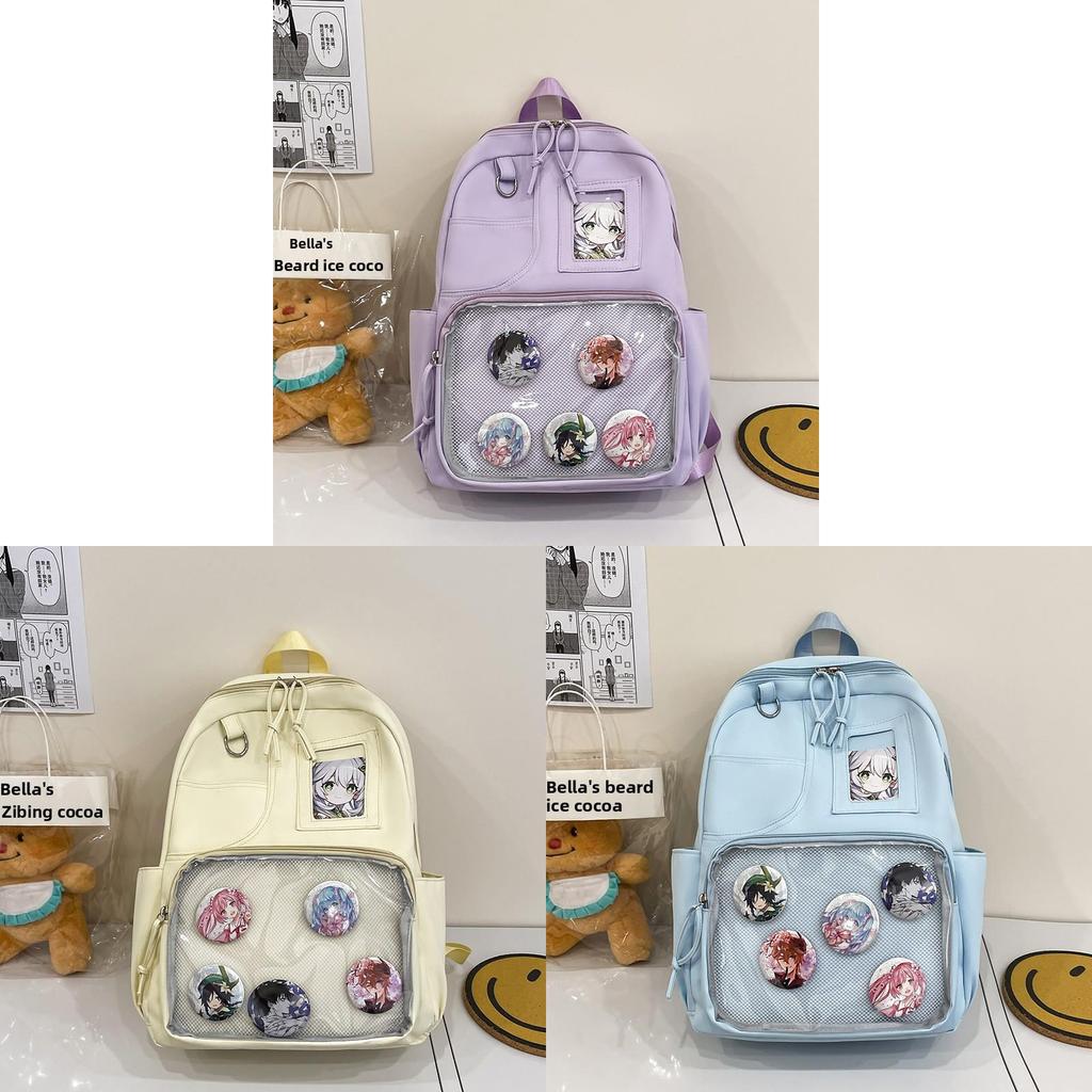 Nylon Large Capacity College Style Backpack With Design For Girls Student Commuting