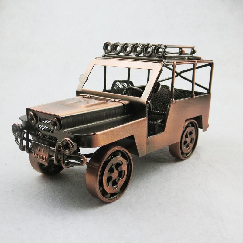Wrought Iron Jeep Model Creative Home Decor Metal Craft Ornament Multiple Styles