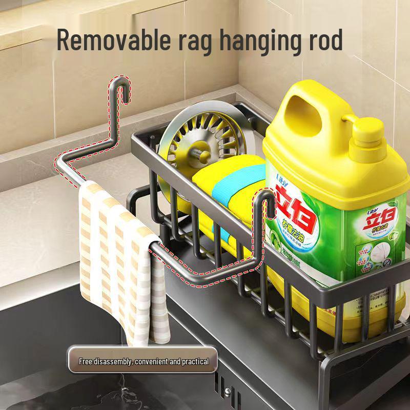 Wall-Mounted Sink Rack: Dish Soap Holder & Drainer for Sponges and Steel Wool.