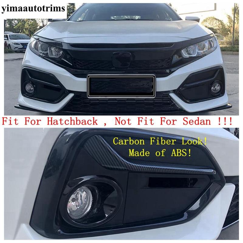 Front Rear Bumper Fog Lights Lamps Eyelid Eyebrow Strip Cover Trim For Honda Civic Hatchback   Carbon Fiber Accessories