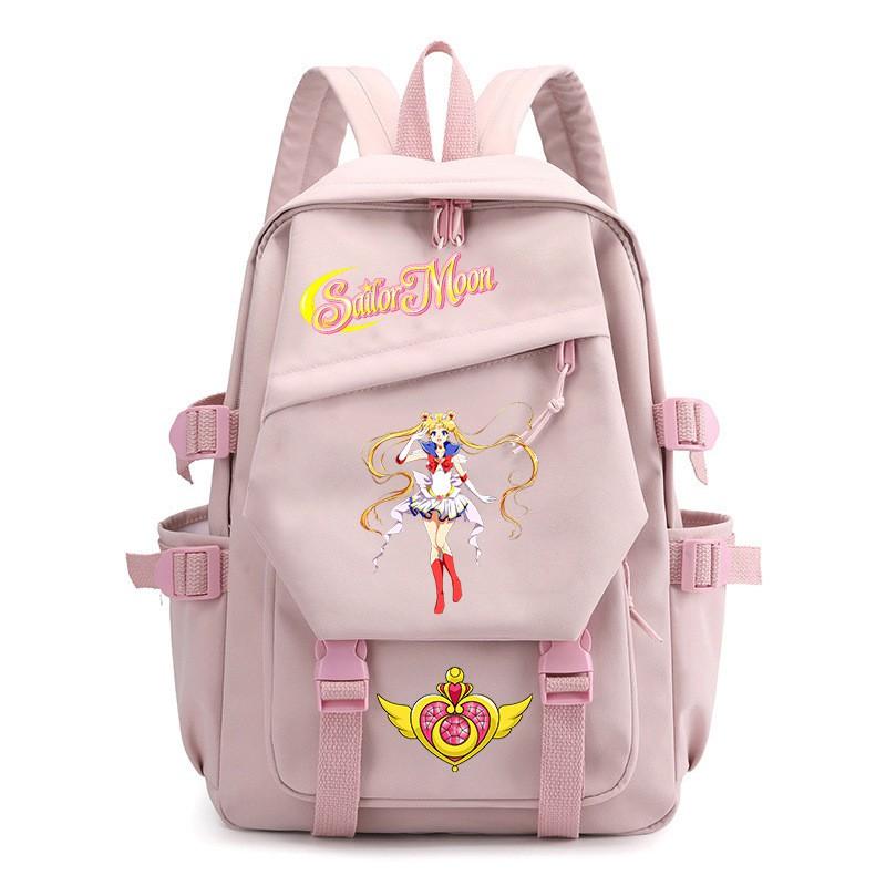 Zaino Stampa Anime Sailor Moon per Ragazzi Studenti Viaggio Leggero in Nylon Borsa Scolastica con Spallacci Imbottiti