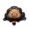 Small Raccoon Fashion Plaid Backpack With Zipper Closure For Girls Travel And Daily Use