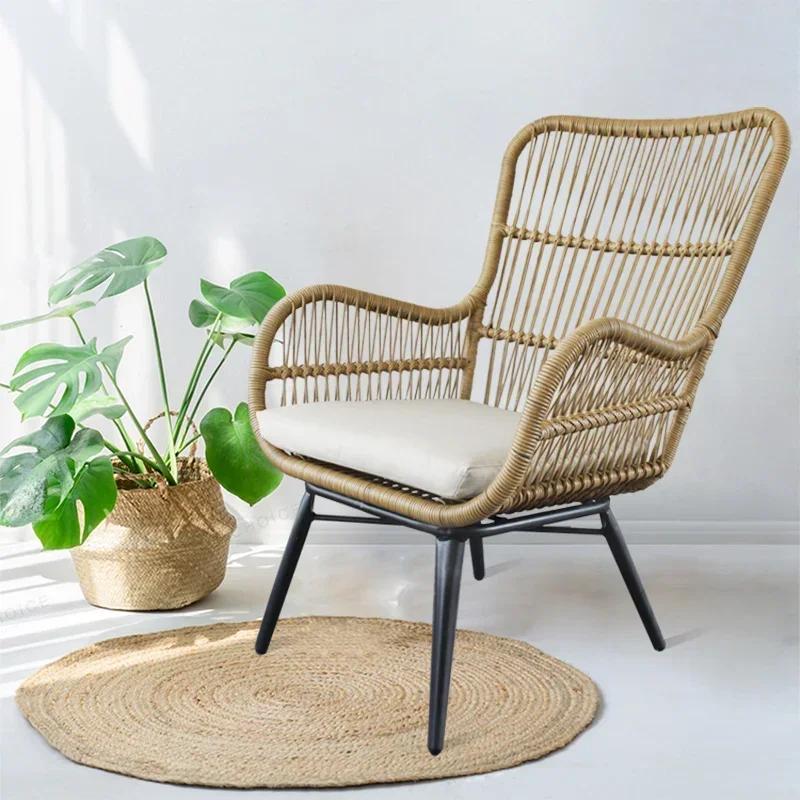Rattan Dining Chair - Modern Minimalist, Fits Kitchen & Outdoor, Nordic Style Leisure Seating