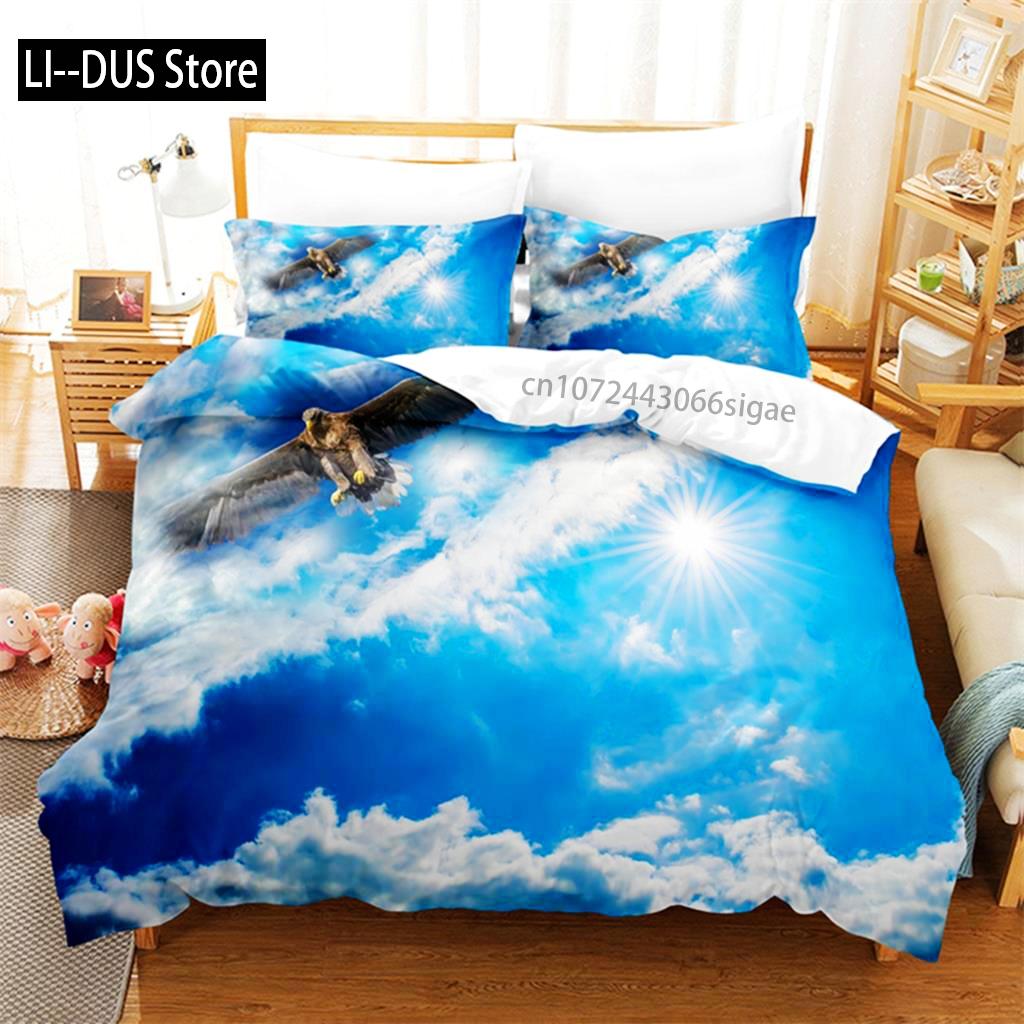 Blue Sky Eagle Queen Bedding Set Duvet Cover Set Bedding Digital Printing King Size Duvet Cover Set Bedding Set