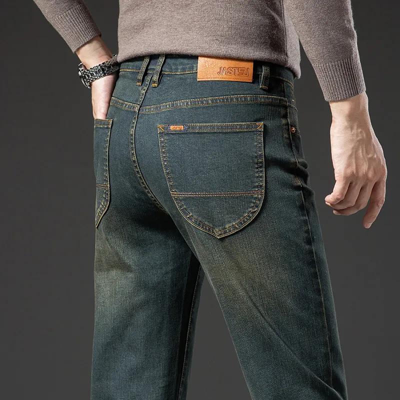 Men's Winter Fleece-lined Thickened Jeans Cold-Resistant Stretch Fleece Warm Pants