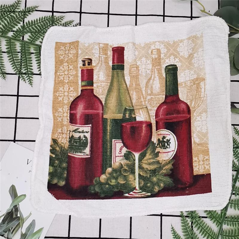1Pc Small 20x20cm Square Cotton Terry Printed Towel European American Pastoral Flowers Absorbent Kitchen Dishcloth