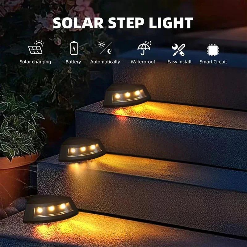 NEW Solar Step Lamp Outdoor Home Garden Staircase Patio Lights Steps Walkway Light Lamps Outdoor LED Decorative