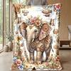 Purple Elephant In Galaxy River Theme Blanket Lightweight Warm Flannel Blanket Decorative Throw Blanket for Home Decoration