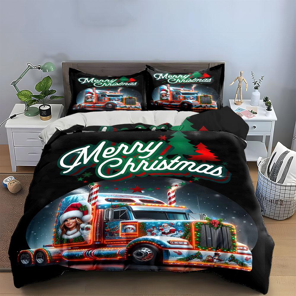Festive Truck with Christmas. Bedding Sets Duvet Cover Sets Duvet Covers Pillowcases(1 * Duvet Cover 2 * Pillowcases Without Duvet Insert)