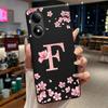 Black Case For ZTE Blade A33S Fundas Beautiful Flower Printing Initial Letters Phone Casing Soft Silicone Protective Back Cover
