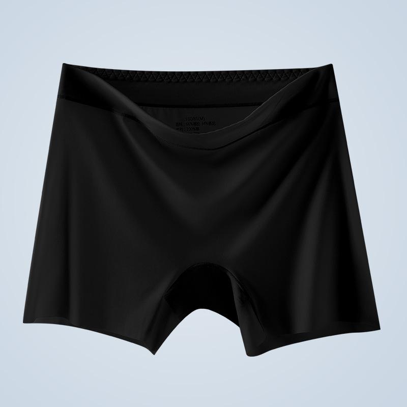 Large Size Ice Silk Seamless Safety Pants with High Waist and Anti Glare Bottom Non Rolled Edge Flat Corner Women's Panties