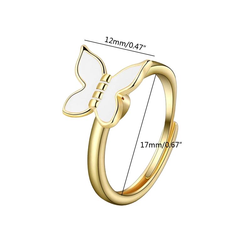 Fidget Spinner Rings for Women for Butterfly Rotating Spinning Anxiety Ring Adjustable Open Ring for Women Girlfriend Gi