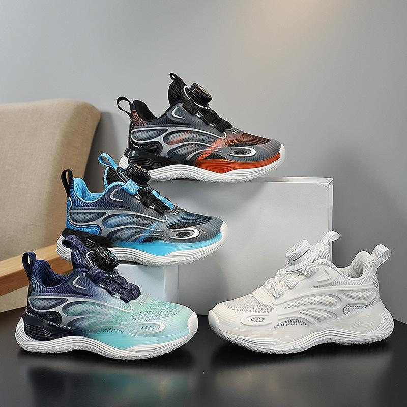 2025 summer new boys basketball shoes fashionable versatile mesh breathable rotating buckle youth sneakers