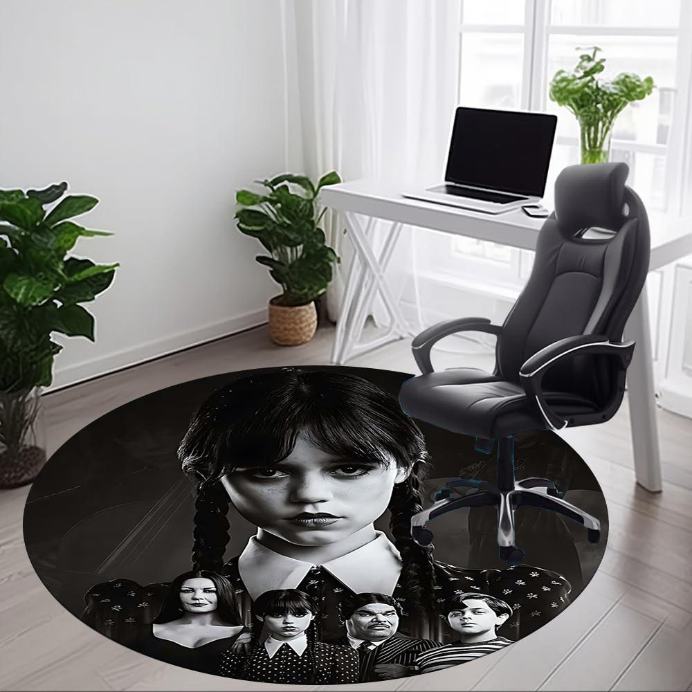 1pc Wednesday Addams Chair Carpet for Office - Indoor Non-Slip Washable Polyester Fiber Carpet, Soft Comfortable Mat For Office Yy250928024