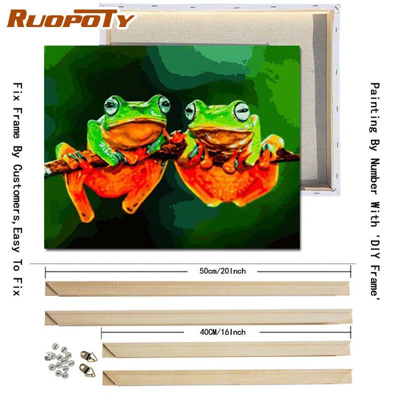 RUOPOTY With DIY Frame Animals DIY Painting By Numbers Acrylic Picture Hand Painted Oil Painting On Canvas For Home Decor Artwork