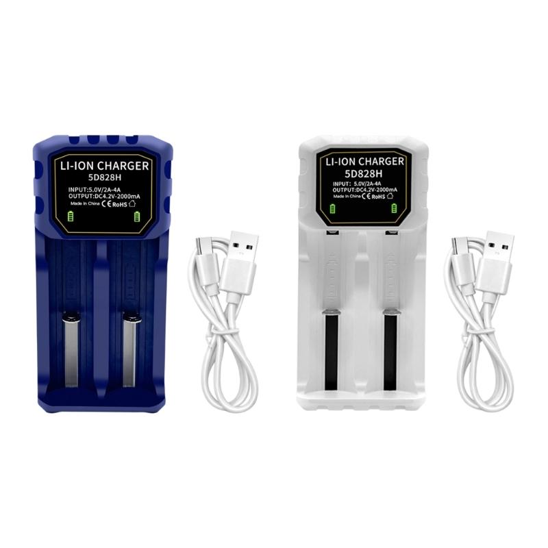 Universal 2 Slot Rechargeable Battery Charging for 3.7V 4.2V Cells Including 18500 26700 32650 Adjustable Spring Design